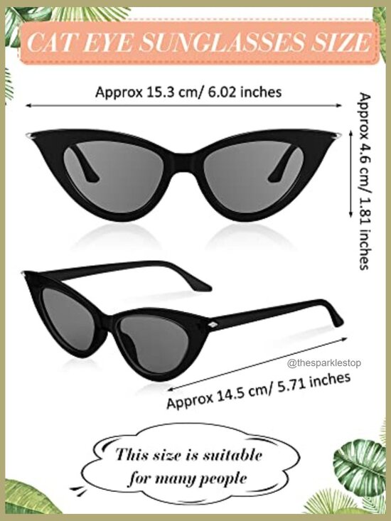 8 Pairs Retro Cat Eye Sunglasses Plastic UV Protected Polarized